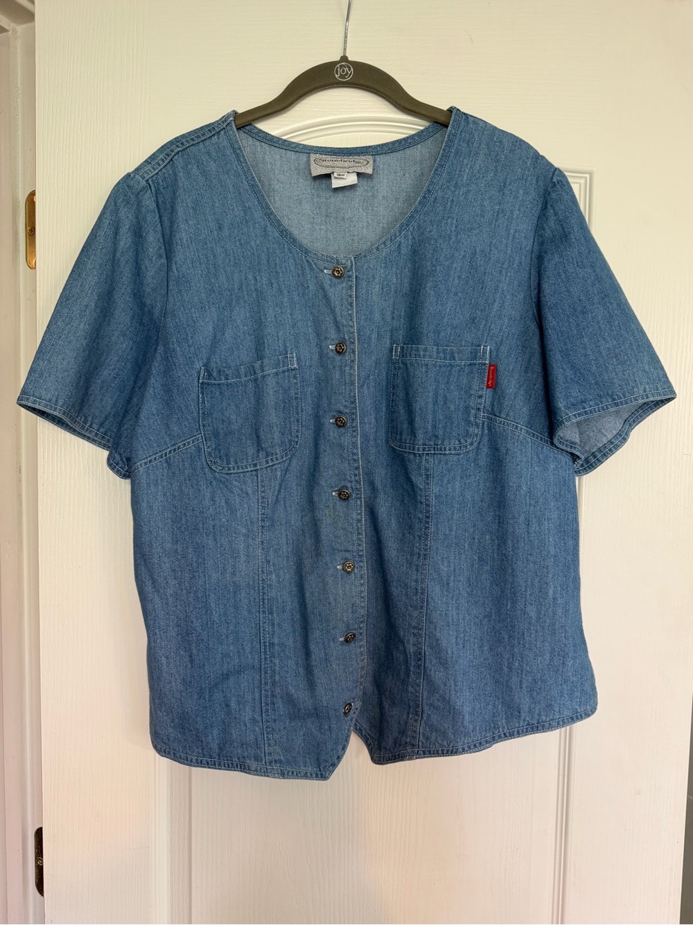 Denim Short-Sleeve Button-Front Shirt Women’s 18W
